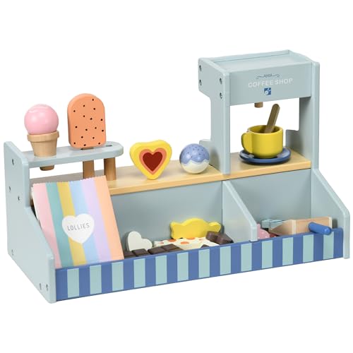 AIYAPLAY Eisdiele Kinder Holz, EIS Holzspielzeug mit Küchenzubehör, Eisladen Kinder Holz für 2-5 Jahre, Hellblau AIYAPLAY Eisdiele Kinder Holz, EIS Holzspielzeug mit Küchenzubehör, Eisladen Kinder Holz für 2-5 Jahre, Hellblau von AIYAPLAY