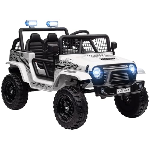 AIYAPLAY Elektro Kinderauto, 12 V 3-5 km/h Geländewagen mit Musikanschluss, Kinderfahrzeug mit 2,4G Fernbedienung, Scheinwerfer, Hupe, Elektrisches Kinderfahrzeug für Kinder 3-6 Jahre, Weiß AIYAPLAY Elektro Kinderauto, 12 V 3-5 km/h Geländewagen mit Musikanschluss, Kinderfahrzeug mit 2,4G Fernbedienung, Scheinwerfer, Hupe, Elektrisches Kinderfahrzeug für Kinder 3-6 Jahre, Weiß von AIYAPLAY