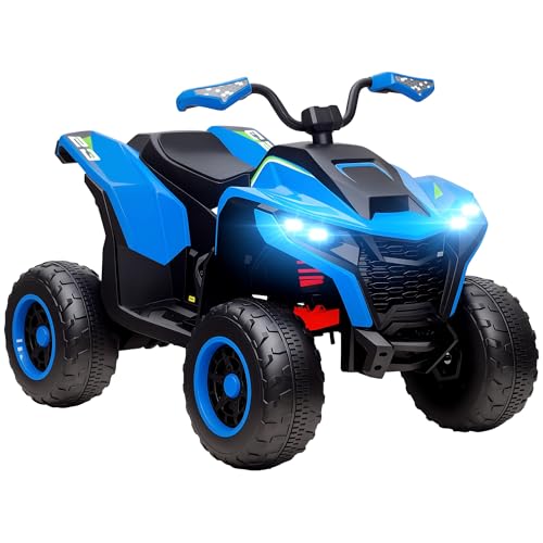 AIYAPLAY Elektro Quad für Kinder 12V Elektro Kinderquad mit 2 Motor, 3-6km/h Kinder Quad mit Federung, LED-Leuchte, Kinderauto mit USB, Musik für 3-8 Jahre, Blau von AIYAPLAY