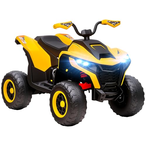 AIYAPLAY Elektro Quad für Kinder 12V Elektro Kinderquad mit 2 Motor, 3-6km/h Kinder Quad mit Federung, LED-Leuchte, Kinderauto mit USB, Musik für 3-8 Jahre, Gelb von AIYAPLAY