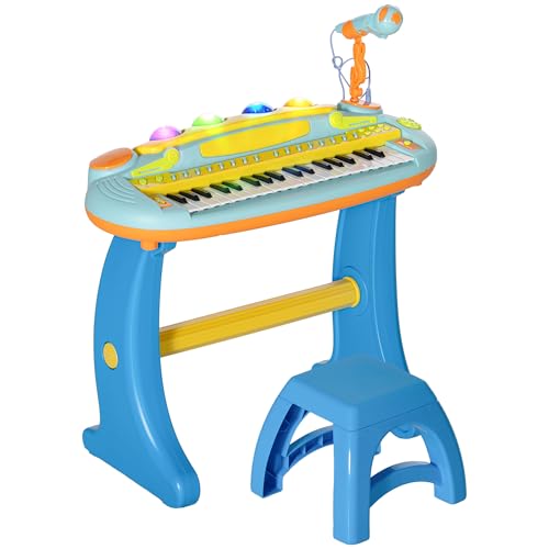 AIYAPLAY Elektronisches Kinderklavier, Klaviertastatur 37 Tasten, mit Mikrofon, Hocker, LED-Licht, Aufnahme- und Wiedergabefunktion, Kindermusikinstrument 3 bis 6 Jahre, blau AIYAPLAY Elektronisches Kinderklavier, Klaviertastatur 37 Tasten, mit Mikrofon, Hocker, LED-Licht, Aufnahme- und Wiedergabefunktion, Kindermusikinstrument 3 bis 6 Jahre, blau von AIYAPLAY