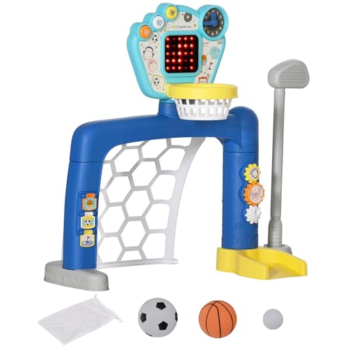 AIYAPLAY Fußballtor für Kinder, 3-in-1-Multiaktivitätszentrum mit verstellbarem Basketballkorb, Punktetafel, Golfset, Sound- und Lichteffekt, für 18-48 Monate, mehrfarbig AIYAPLAY Fußballtor für Kinder, 3-in-1-Multiaktivitätszentrum mit verstellbarem Basketballkorb, Punktetafel, Golfset, Sound- und Lichteffekt, für 18-48 Monate, mehrfarbig von AIYAPLAY