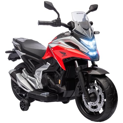 AIYAPLAY Kinder Elektro-Motorrad, 12V Kindermotorrad mit MP3, USB, LED-Scheinwerfer, Kinderfahrzeug mit Frühpädagogischen Funktionen, Trainingsrädern, 3km/h, für 3-6 Jahre, Rot AIYAPLAY Kinder Elektro-Motorrad, 12V Kindermotorrad mit MP3, USB, LED-Scheinwerfer, Kinderfahrzeug mit Frühpädagogischen Funktionen, Trainingsrädern, 3km/h, für 3-6 Jahre, Rot von AIYAPLAY