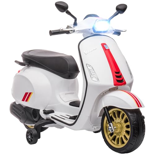 AIYAPLAY Elektro Kindermotorrad, Vespa 6V Elektromotorrad mit MP3, USB, FM-Radio, LED-Scheinwerfer, Kinderfahrzeug mit 2 Stützrädern, Elektro Motorrad für 3-6 Jahre Kinder, Weiß AIYAPLAY Elektro Kindermotorrad, Vespa 6V Elektromotorrad mit MP3, USB, FM-Radio, LED-Scheinwerfer, Kinderfahrzeug mit 2 Stützrädern, Elektro Motorrad für 3-6 Jahre Kinder, Weiß von AIYAPLAY
