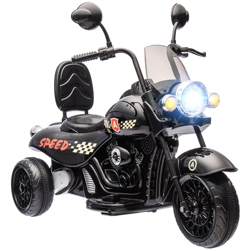 AIYAPLAY Elektro Kindermotorrad, 6V Kinder Elektro-Motorrad mit Musik, LED-Scheinwerfer, 3-5 km/h Elektromotorrad Kinderfahrzeug für 3-6 Jahre Kinder, Schwarz von AIYAPLAY