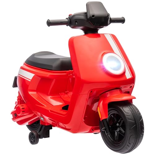 AIYAPLAY Kinder Elektro-Motorrad, 6V Kindermotorrad mit Scheinwerfer, Musik, Vor- und Rückwärtsgang, Trainingsräder, 1,5-3 km/h, Elektromotorrad für 1,5-3 Jahre Kinder, Rot AIYAPLAY Kinder Elektro-Motorrad, 6V Kindermotorrad mit Scheinwerfer, Musik, Vor- und Rückwärtsgang, Trainingsräder, 1,5-3 km/h, Elektromotorrad für 1,5-3 Jahre Kinder, Rot von AIYAPLAY