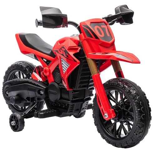 AIYAPLAY Kinder Elektro-Motorrad, 12V Kindermotorrad mit Stützrädern, Kinderfahrzeug mit Hupe und Startgeräusch, 3 km/h, für 3-8 Jahre Kinder, max. 30 kg, Rot AIYAPLAY Kinder Elektro-Motorrad, 12V Kindermotorrad mit Stützrädern, Kinderfahrzeug mit Hupe und Startgeräusch, 3 km/h, für 3-8 Jahre Kinder, max. 30 kg, Rot von AIYAPLAY