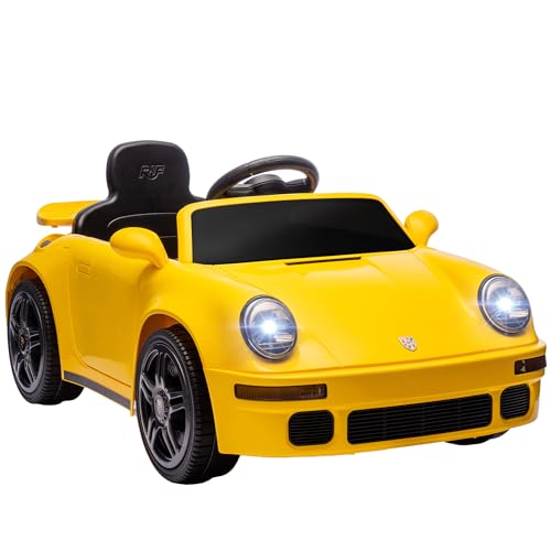 AIYAPLAY Kinder Elektroauto 12V Kinderauto mit 2,4 GHz Fernbedienung, 2 Motor, Kinderfahrzeug mit Softstart, Energieanzeige, MP3-Player, LED-Leuchten, Hupe, für 3-6 Jahre, Gelb von AIYAPLAY