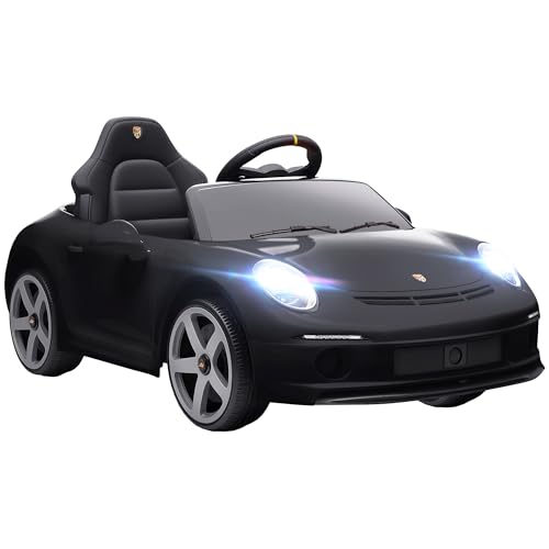 AIYAPLAY Kinder Elektroauto 12V Kinderauto mit 2,4 GHz Fernbedienung, 2 Motor, Kinderfahrzeug mit Softstart, Federungssystem, MP3-Player, Hupe, USB, LED-Leuchten, für 3-5 Jahre, Schwarz von AIYAPLAY