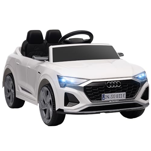 AIYAPLAY Kinder Elektroauto 12V Kinderauto mit 2,4G Fernbedienung, MP3 Musik & Hupe, Elektrofahrzeug mit Scheinwerfer, 4 gefederte Räder, 3-5 km/h, für 3-4 Jahre Kinder, Weiß von AIYAPLAY