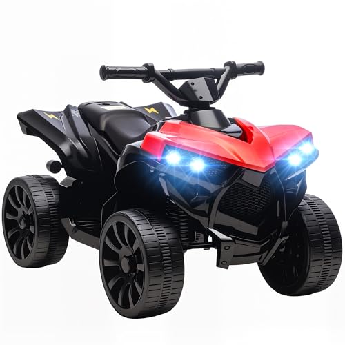 AIYAPLAY Kinder Quad Elektro 6V Kinderquad mit Vorwärts-, Rückwärtsfunktion, Musik, LED-Scheinwerfer, Kinderfahrzeug Elektro-Quad für Kinder von 3-8 Jahren Rot von AIYAPLAY