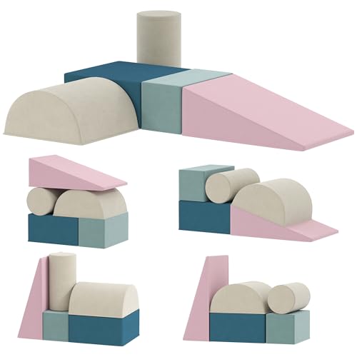 AIYAPLAY Kinder Schaumstoff Bausteine 5 Stück Klettern Riesenbausteine Softbausteine Großbausteine mit Samtoptik Bausteinset Bauklötze Bunt von AIYAPLAY
