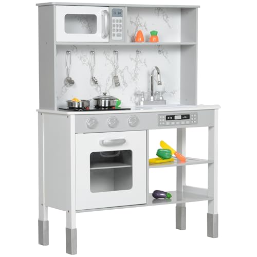 AIYAPLAY Kinderküche Puppenküche mit Mikrowelle, Elektroherd, Höhenverstellbar Spielküche mit Spüle & Wasserhahn, Kochgeschirrset, Rollenspielküchenzubehör für 3-8 Jahre Kinder, Weiß AIYAPLAY Kinderküche Puppenküche mit Mikrowelle, Elektroherd, Höhenverstellbar Spielküche mit Spüle & Wasserhahn, Kochgeschirrset, Rollenspielküchenzubehör für 3-8 Jahre Kinder, Weiß von AIYAPLAY