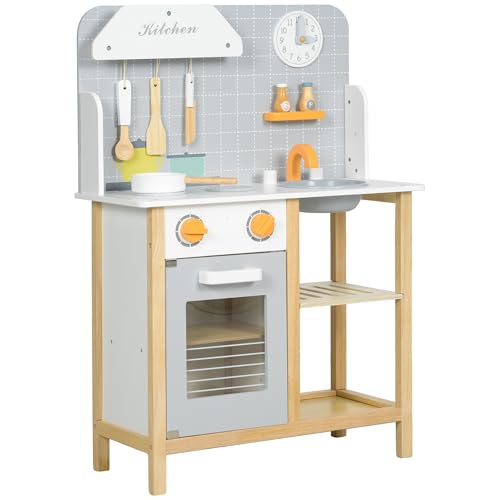 AIYAPLAY Kinderküche Spielküche mit Herd, Ofen, Spüle, Uhr & Ablagen, Puppenküche mit Wasserhahn, Kochgeschirrset, Zubehör für 3-6 Jahre Kinder, Grau AIYAPLAY Kinderküche Spielküche mit Herd, Ofen, Spüle, Uhr & Ablagen, Puppenküche mit Wasserhahn, Kochgeschirrset, Zubehör für 3-6 Jahre Kinder, Grau von AIYAPLAY