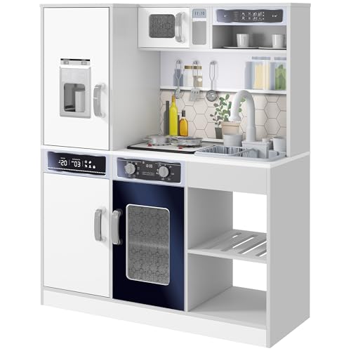 AIYAPLAY Kinderküche Spielküche mit Lichtern und Geräuschen Kochherd, fließendes Wasser, Kaffeemaschine, Kühlschrank, Mikrowelle, Eiswürfelmaschine, Küchenzubehör für 3-8 Jahre Kinder, Weiß AIYAPLAY Kinderküche Spielküche mit Lichtern und Geräuschen Kochherd, fließendes Wasser, Kaffeemaschine, Kühlschrank, Mikrowelle, Eiswürfelmaschine, Küchenzubehör für 3-8 Jahre Kinder, Weiß von AIYAPLAY