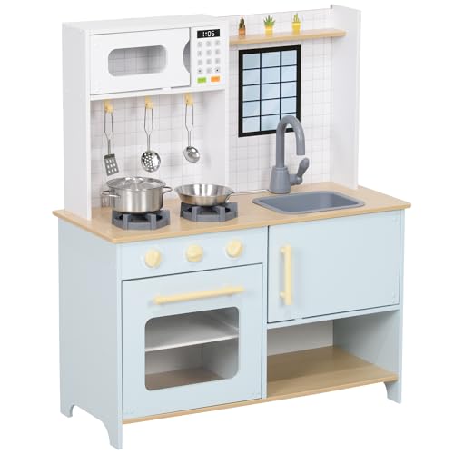 AIYAPLAY Kinderküche Spielküche mit Mikrowelle, Herd, Backofen und Küchenzubehör, Puppenküche mit Stauraum für 3+ Jahre Kinder, Blau AIYAPLAY Kinderküche Spielküche mit Mikrowelle, Herd, Backofen und Küchenzubehör, Puppenküche mit Stauraum für 3+ Jahre Kinder, Blau von AIYAPLAY
