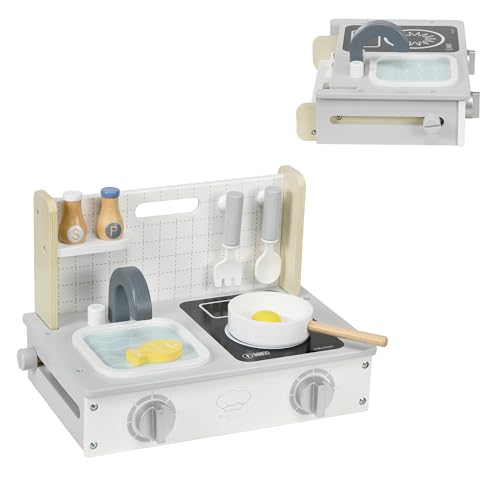 AIYAPLAY Kinderküche aus Holz, 10-teiliges Mini-Spielküchen-Set mit Lebensmitteln, Kochgeschirr, Lernspielzeug für Kinder von 3-5 Jahren, Grau AIYAPLAY Kinderküche aus Holz, 10-teiliges Mini-Spielküchen-Set mit Lebensmitteln, Kochgeschirr, Lernspielzeug für Kinder von 3-5 Jahren, Grau von AIYAPLAY
