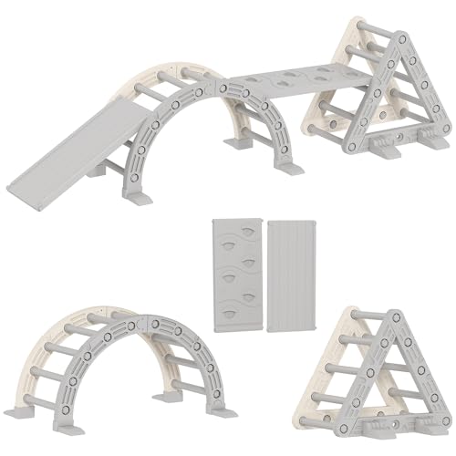 AIYAPLAY Klettergerüst Indoor, 5 in 1 Kletterdreieck mit Rutsche, Kletterbogen, inkl. doppelseitige Rampe, Spielplatz Indoor für Kinder 18-48 Monate, Grau+Weiß AIYAPLAY Klettergerüst Indoor, 5 in 1 Kletterdreieck mit Rutsche, Kletterbogen, inkl. doppelseitige Rampe, Spielplatz Indoor für Kinder 18-48 Monate, Grau+Weiß von AIYAPLAY