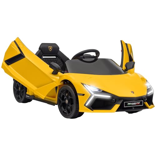 AIYAPLAY Lizenziertes Kinder Elektroauto Lamborghini Revue, 12V Elektrofahrzeug mit Flügeltüren, 2,4G Fernbedienung, Federung, Scheinwerfer, Musik, Hupe, für Kinder von 3 bis 5 Jahren, gelb AIYAPLAY Lizenziertes Kinder Elektroauto Lamborghini Revue, 12V Elektrofahrzeug mit Flügeltüren, 2,4G Fernbedienung, Federung, Scheinwerfer, Musik, Hupe, für Kinder von 3 bis 5 Jahren, gelb von AIYAPLAY