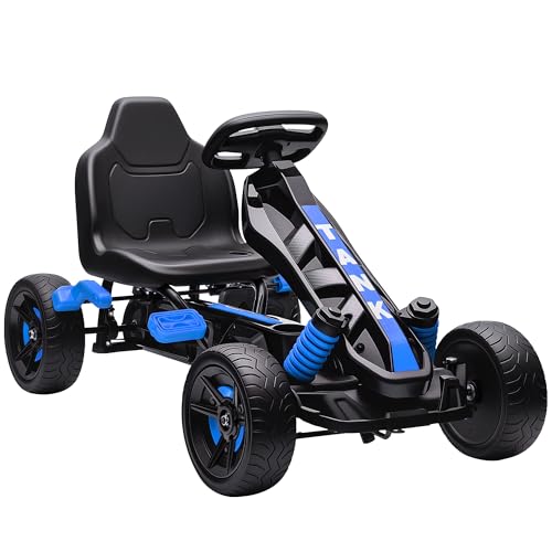 AIYAPLAY Pedal-Gokart für Kinder, Kinder-Gokart mit automatischer Kupplung, Bremse, rutschfesten Eva-Rädern, vorwärts und rückwärts, Tretauto für Jungen Mädchen von 3 bis 6 Jahren, blau von AIYAPLAY