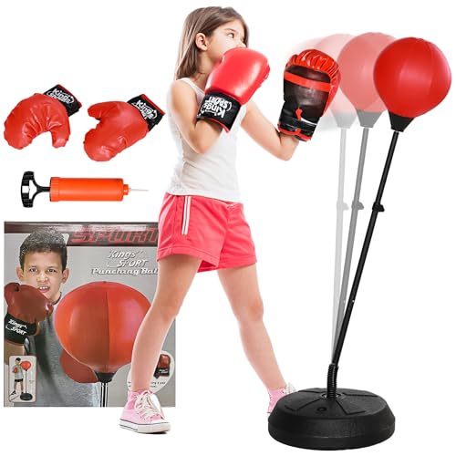 AIYAPLAY Punchingball für Kinder Box-Set mit Boxhandschuhen, Ständer, 122,5-147 cm höhenverstellbar Boxstand für Mädchen & Jungen, Stahl, Rot AIYAPLAY Punchingball für Kinder Box-Set mit Boxhandschuhen, Ständer, 122,5-147 cm höhenverstellbar Boxstand für Mädchen & Jungen, Stahl, Rot von AIYAPLAY