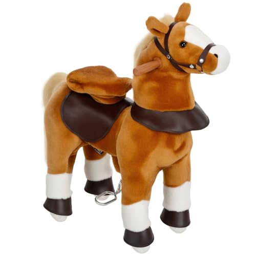 AIYAPLAY Reitpferd für Kinder, Reitpferd mit erhöhtem Sattel, Soundeffekt, für Kinder von 3 bis 5 Jahren, belastbar bis 60 kg, Braun von AIYAPLAY