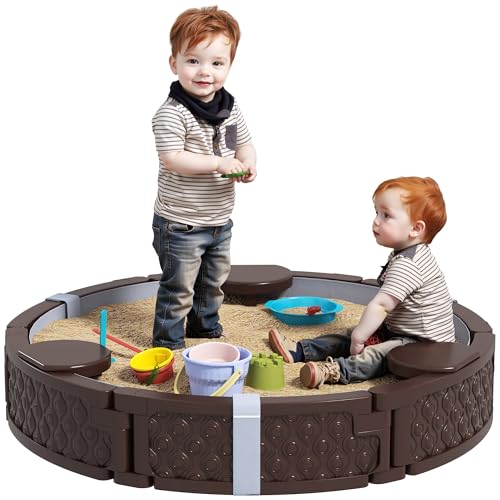 AIYAPLAY Sandkasten, Sandkiste Sandbox mit 3 Sitzen, wasserfeste Unterlage, wetterbeständige Schutzplane, für 1,5-5 Jahre Kinder Dunkelbraun AIYAPLAY Sandkasten, Sandkiste Sandbox mit 3 Sitzen, wasserfeste Unterlage, wetterbeständige Schutzplane, für 1,5-5 Jahre Kinder Dunkelbraun von AIYAPLAY