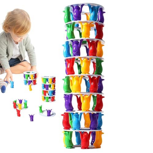 AIYING Tier-Balance-Spiel, Stapelturm-Spiel - STEM-Bausteine-Set Pinguinturm - Pädagogische Balancieraktivitäten, Spielzeug zum Umkippen des schiefen Turms für Kinder im Vorschulalter von AIYING