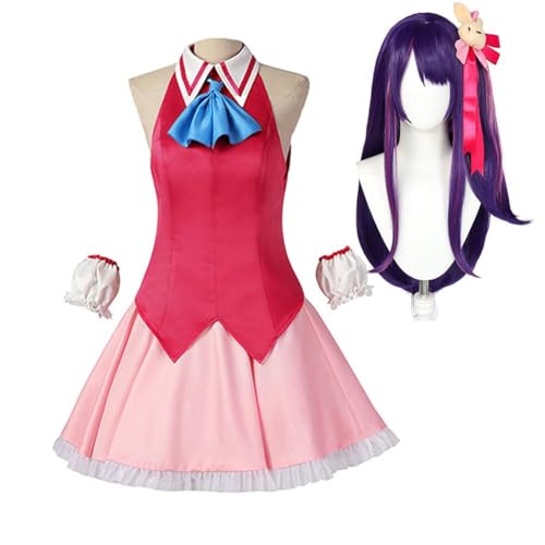AIYINIY Anime Hoshino Ai Cosplay Kleid Oshi no Ko Kostüm Outfits Damen Mädchen Halloween Party Dress Up Anzug (Anzug + Perücke, S) von AIYINIY