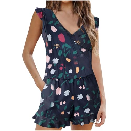 AIYINIY Damen-Schwimm-Strampler mit integriertem BH und Taschen, einteilig, vollständige Abdeckung, Badeanzug, Jumpsuit, Push-Up-Bademode, Badeanzug, Strandkleidung (01 Schwarz, Größe 3, L) von AIYINIY