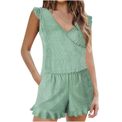AIYINIY Damen-Schwimm-Strampler mit integriertem BH und Taschen, einteilig, vollständige Abdeckung, Badeanzug, Jumpsuit, Push-Up-Bademode, Badeanzug, Strandmode (Grün, Größe 5, L) von AIYINIY