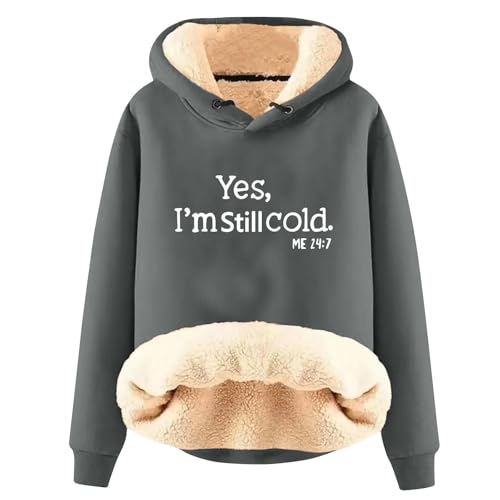 AIYINIY Damen Winter-Kapuzen-Sweatshirt – Fleece-Sherpa-Futter, Thermo-Pullover mit Aufschrift "Yes I Am Still Freezing" Grafik, lockere Passform, langärmeliger Kapuzenpullover, Plüsch, warme AIYINIY Damen Winter-Kapuzen-Sweatshirt – Fleece-Sherpa-Futter, Thermo-Pullover mit Aufschrift "Yes I Am Still Freezing" Grafik, lockere Passform, langärmeliger Kapuzenpullover, Plüsch, warme von AIYINIY