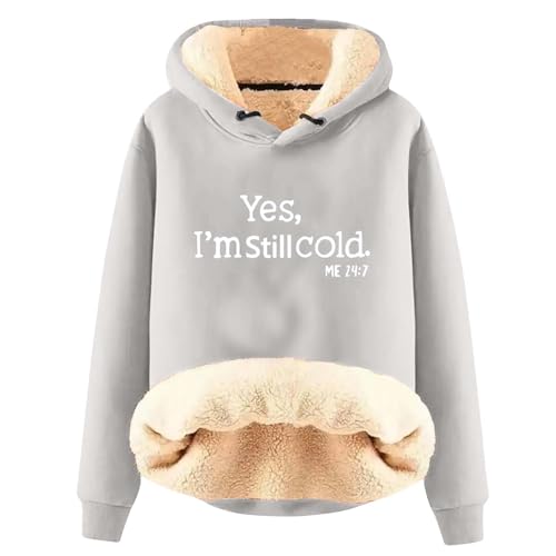 AIYINIY Damen Winter-Kapuzen-Sweatshirt – Fleece-Sherpa-Futter, Thermo-Pullover mit Aufschrift "Yes I Am Still Freezing" Grafik, lockere Passform, langärmeliger Kapuzenpullover, Plüsch, warme AIYINIY Damen Winter-Kapuzen-Sweatshirt – Fleece-Sherpa-Futter, Thermo-Pullover mit Aufschrift "Yes I Am Still Freezing" Grafik, lockere Passform, langärmeliger Kapuzenpullover, Plüsch, warme von AIYINIY
