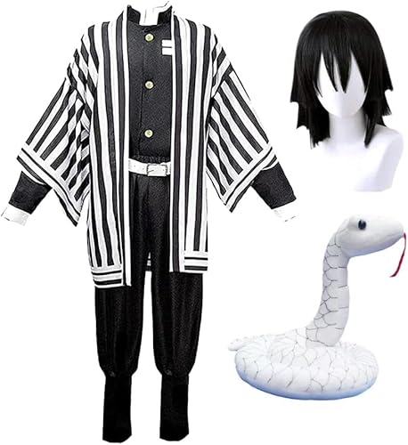 AIYINIY Iguro Obanai Cosplay Kostüm Kimono Uniform Outfit Komplettes Set mit Iguro Cosplay Schlangenförmige Requisite Zubehör für Halloween Karneval Party (Kostüm Full Set, XXL) von AIYINIY