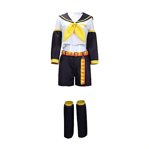 AIYINIY Kagamine Rin/Len Cosplay Kostüm Halloween Outfits Anime Matrosenuniform Komplettes Set (Rin, XL) von AIYINIY