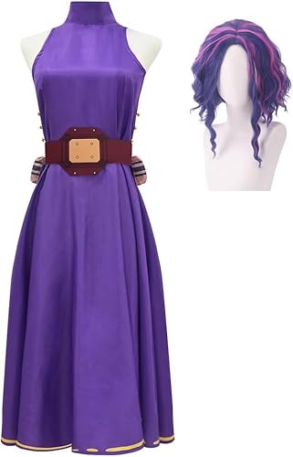 AIYINIY Lady Nagant Cosplay Kostüm Komplettes Set Lady Nagant Lila Kleid mit Gürtel MHA Anime Cosplay Outfit für Halloween Frauen (Lady Nagant Anzug + Perücke, S) von AIYINIY