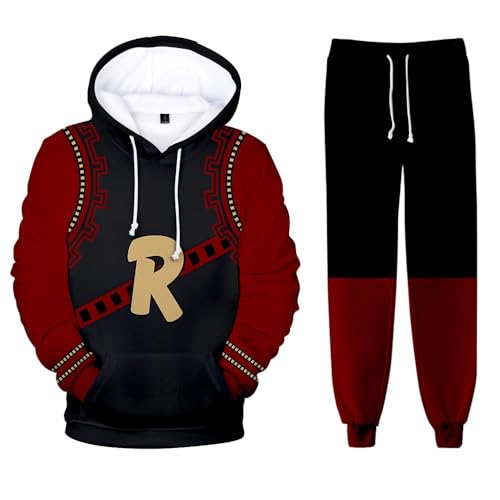 AIYINIY MHA Kapuzenpullover- und Sweathosen-Set, Midoriya Izuku Todoroki Bakugou Cosplay, Kapuzen-Sweatshirt, Hose, 2-teiliger Trainingsanzug für Herren und Damen (Kirishima Eijiro, M) von AIYINIY