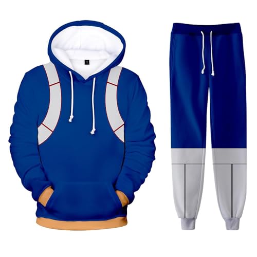 AIYINIY MHA Midoriya Izuku Todoroki Bakugou Cosplay-Kapuzen-Sweatshirt-Hose, 2-teiliger Trainingsanzug für Herren und Damen (Todoroki Shouto, Größe 4XL) von AIYINIY