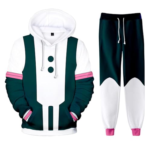 AIYINIY MHA Midoriya Izuku Todoroki Bakugou Cosplay-Kapuzen-Sweatshirt-Hose, 2-teiliger Trainingsanzug für Herren und Damen (Uraraka Ochako, M) von AIYINIY
