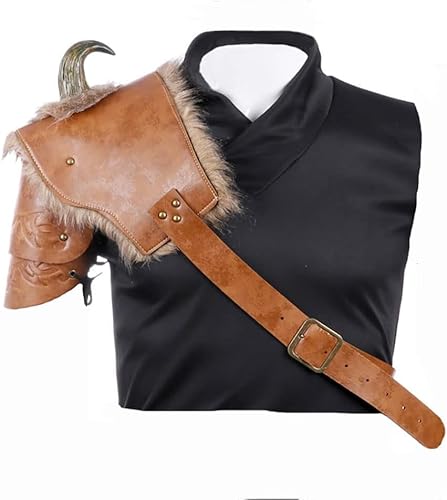 AIYINIY Mittelalter Retro Steampunk Schulterpanzer Kunstleder Weste Rüstung Verstellbare Körper Brust Rüstung für Halloween Cosplay Kostüm Zubehör (rechte Schulter) von AIYINIY