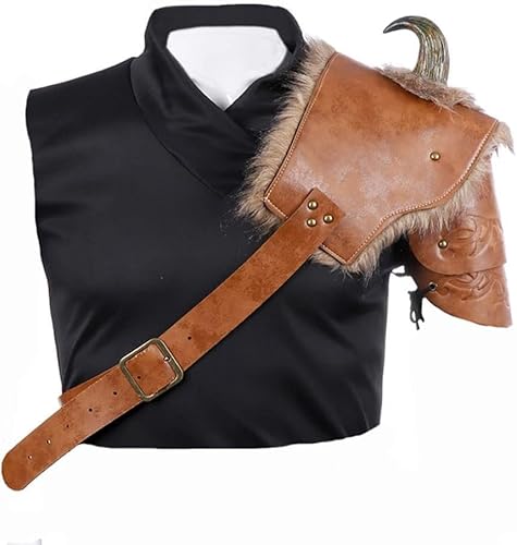 AIYINIY Mittelalterliche Retro Steampunk Schulterpanzer Kunstleder Weste Rüstung Verstellbare Körper Brust Rüstung für Halloween Cosplay Kostüm Zubehör (Linke Schulter) von AIYINIY