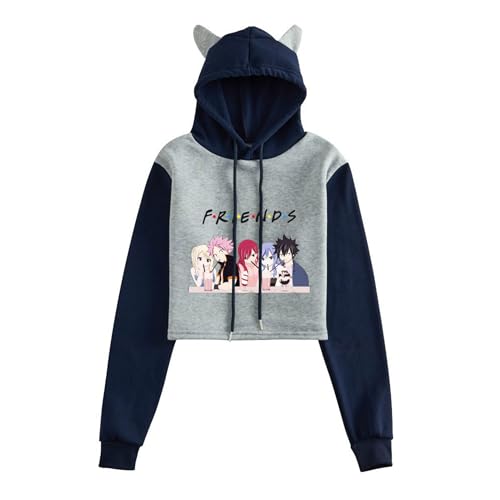 AIYINIY My Hero Academia Friends bedruckter Kapuzenpullover mit langen Ärmeln, Katzenohren, bauchfreies Top, Kapuzen-Sweatshirt, Anime-Pullover für Frauen und Mädchen (Typ 6, S) von AIYINIY