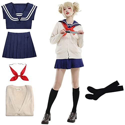 AIYINIY My Hero Academia Himiko Toga Cosplay Kostüm Outfit Schuluniform JK Kleid Komplettes Set für Halloween-Party (Set 1 Anzug (ohne Perücke), XL von AIYINIY