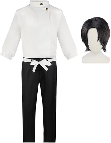 AIYINIY Okkotsu Yuta Cosplay-Kostüm-Outfits, Oberteil, Hose, komplettes Set, Uniform mit Perücke für Halloween-Party (Okkotsu Yutaanzug + Perücke, XS) von AIYINIY