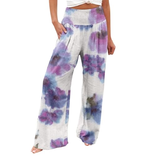 AIYINIY Palazzo Damenhose, lässig, mit bedruckten Taschen, elastischer Bund, bequeme und gerade Hose, klassische Trainingshose, leicht, für Yoga, Fitness, Laufen AIYINIY Palazzo Damenhose, lässig, mit bedruckten Taschen, elastischer Bund, bequeme und gerade Hose, klassische Trainingshose, leicht, für Yoga, Fitness, Laufen von AIYINIY