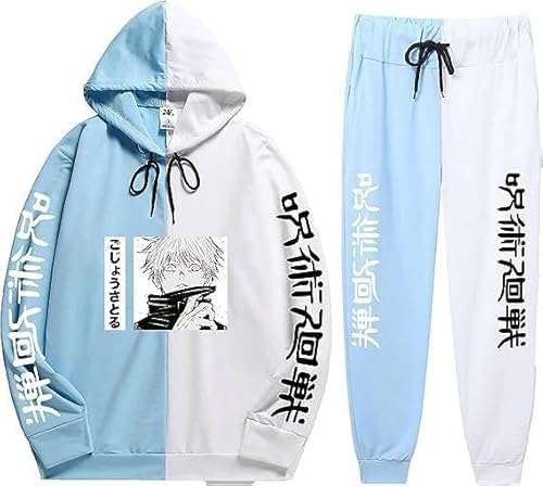 AIYINIY Satoru Anime Hoodie und Sweatpants für Cosplay, Sweatshirt, Hose, Kostüm, Pullover, Trainingsanzüge (Gojo Satoru, b, 130) von AIYINIY
