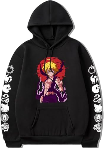 AIYINIY The Seven Deadly Sins Hoodie Anime Printed Pullover Meliodas Cosplay Herren Kapuzen-Sweatshirt Casual (Typ 4, L) von AIYINIY