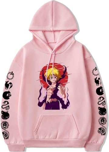 AIYINIY The Seven Deadly Sins Hoodie Anime Printed Pullover Meliodas Cosplay Herren Kapuzen-Sweatshirt Casual (Typ 6, M) von AIYINIY