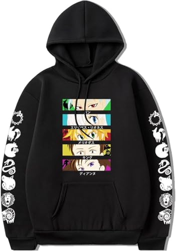 AIYINIY The Seven Deadly Sins Hoodie Anime Printed Pullover Meliodas Cosplay Herren Kapuzen-Sweatshirt Casual (Typ 7, M) von AIYINIY