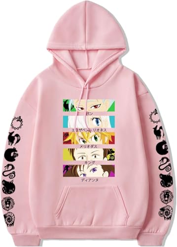 AIYINIY The Seven Deadly Sins Hoodie Anime Printed Pullover Meliodas Cosplay Herren Kapuzen-Sweatshirt Casual (Typ 9, S) von AIYINIY